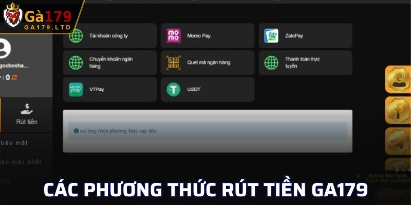 Các phương thức rút thưởng nhà cái GA179